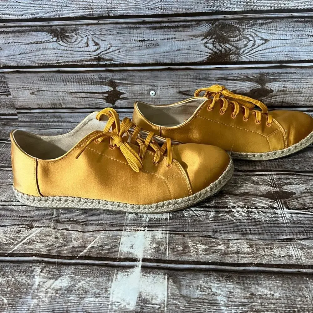 Toms Gold Espadrilles Size 8
